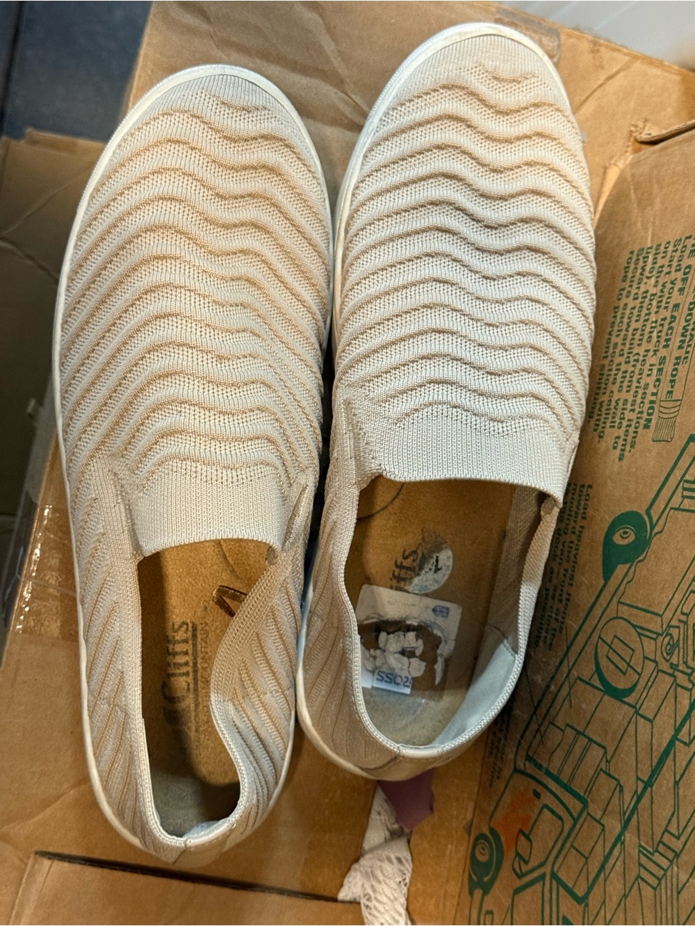 Cliffs by WHITE MOUNTAIN Beige Knit Slip-On Sneakers